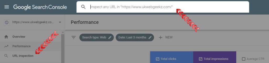 A view of the URL inspection tab